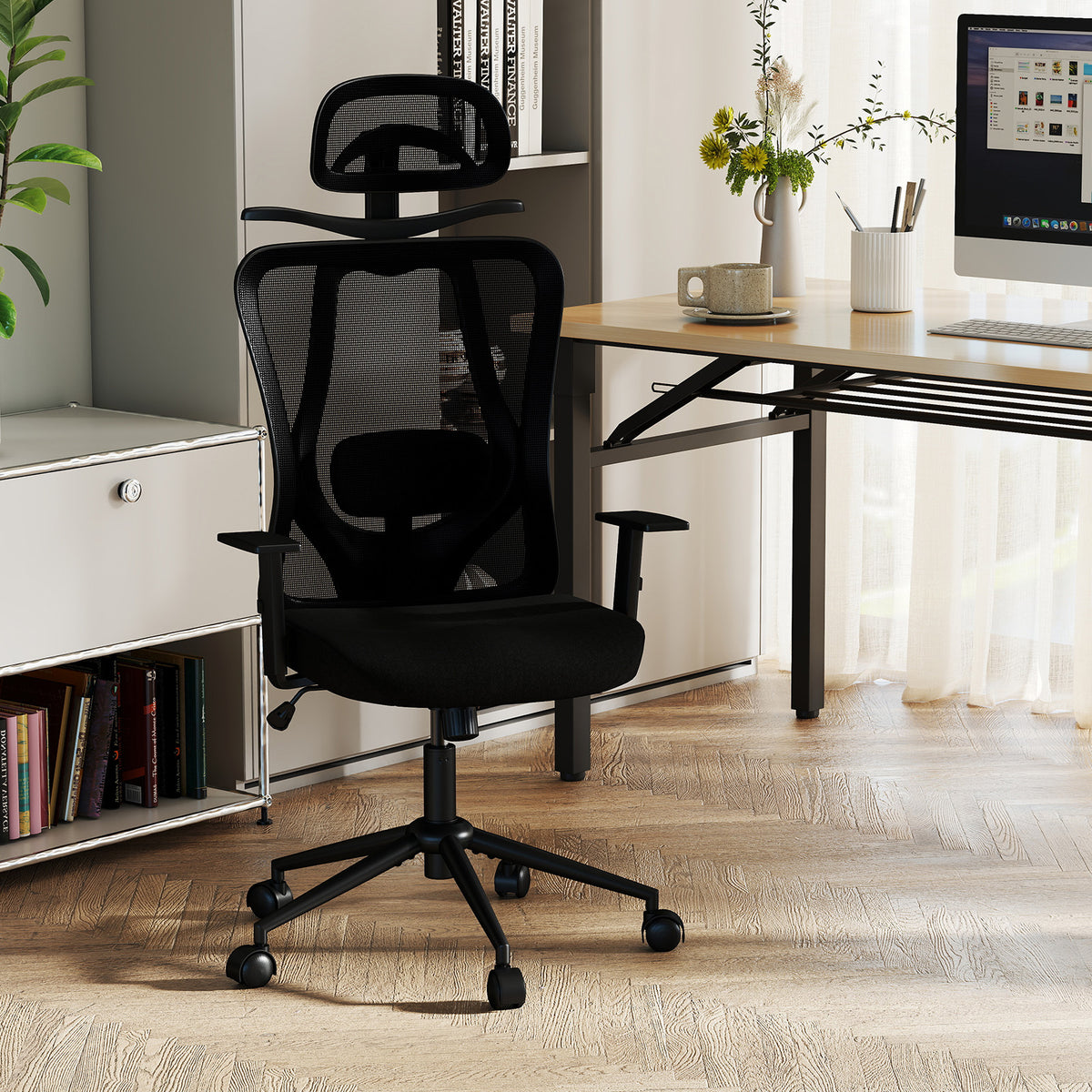 Ergonomic Office Chair with 3D Headrest and Reclining Backrest