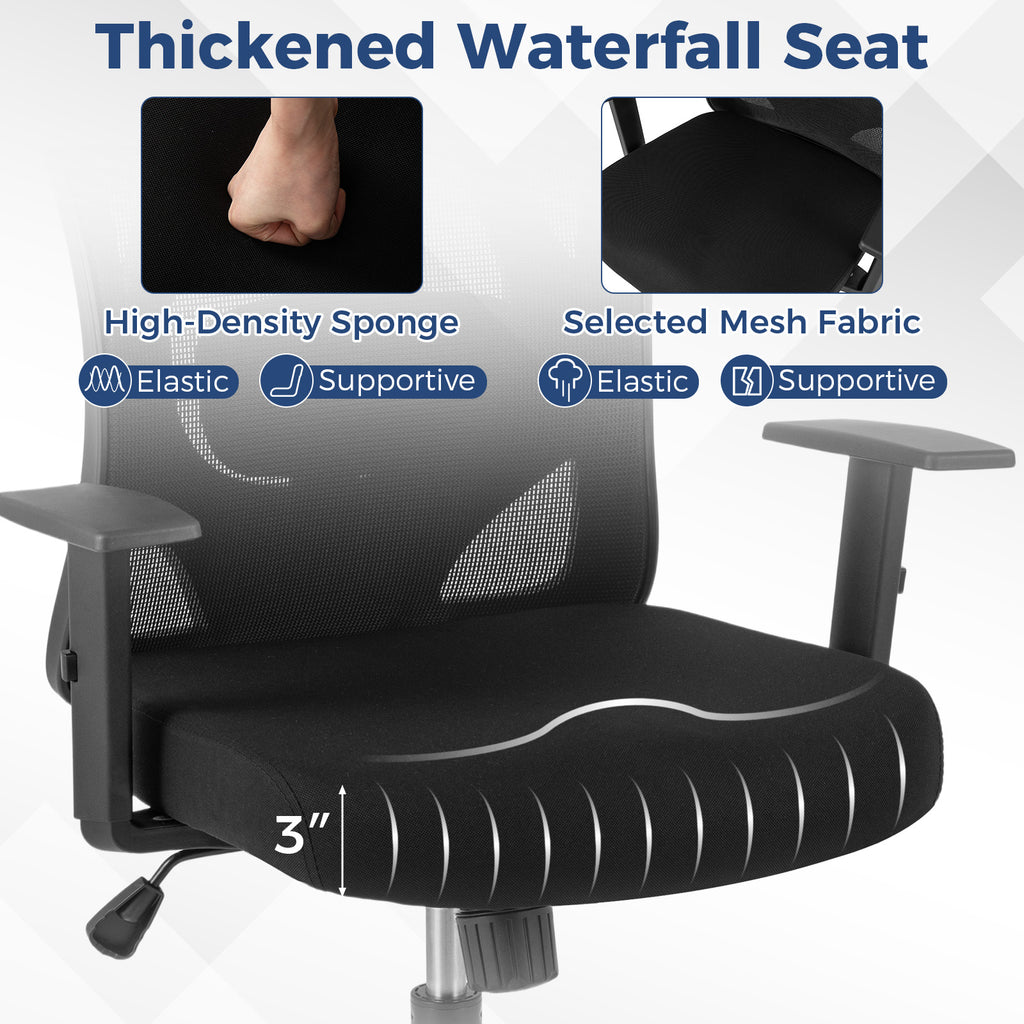 Ergonomic Office Chair with 3D Headrest and Reclining Backrest