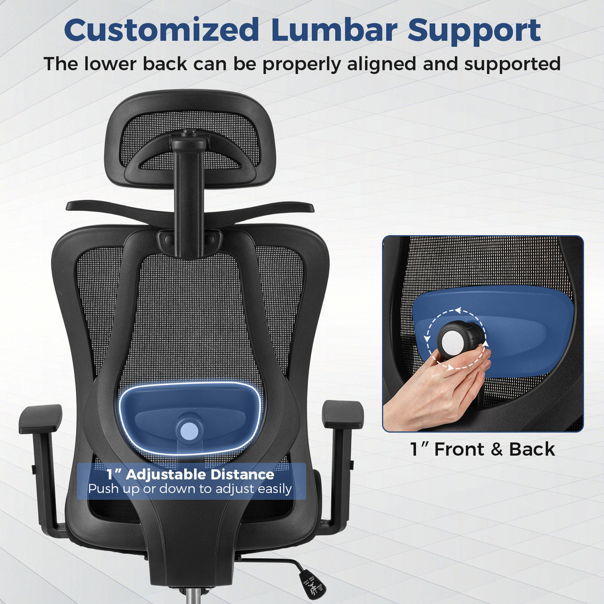 Ergonomic Office Chair with 3D Headrest and Reclining Backrest