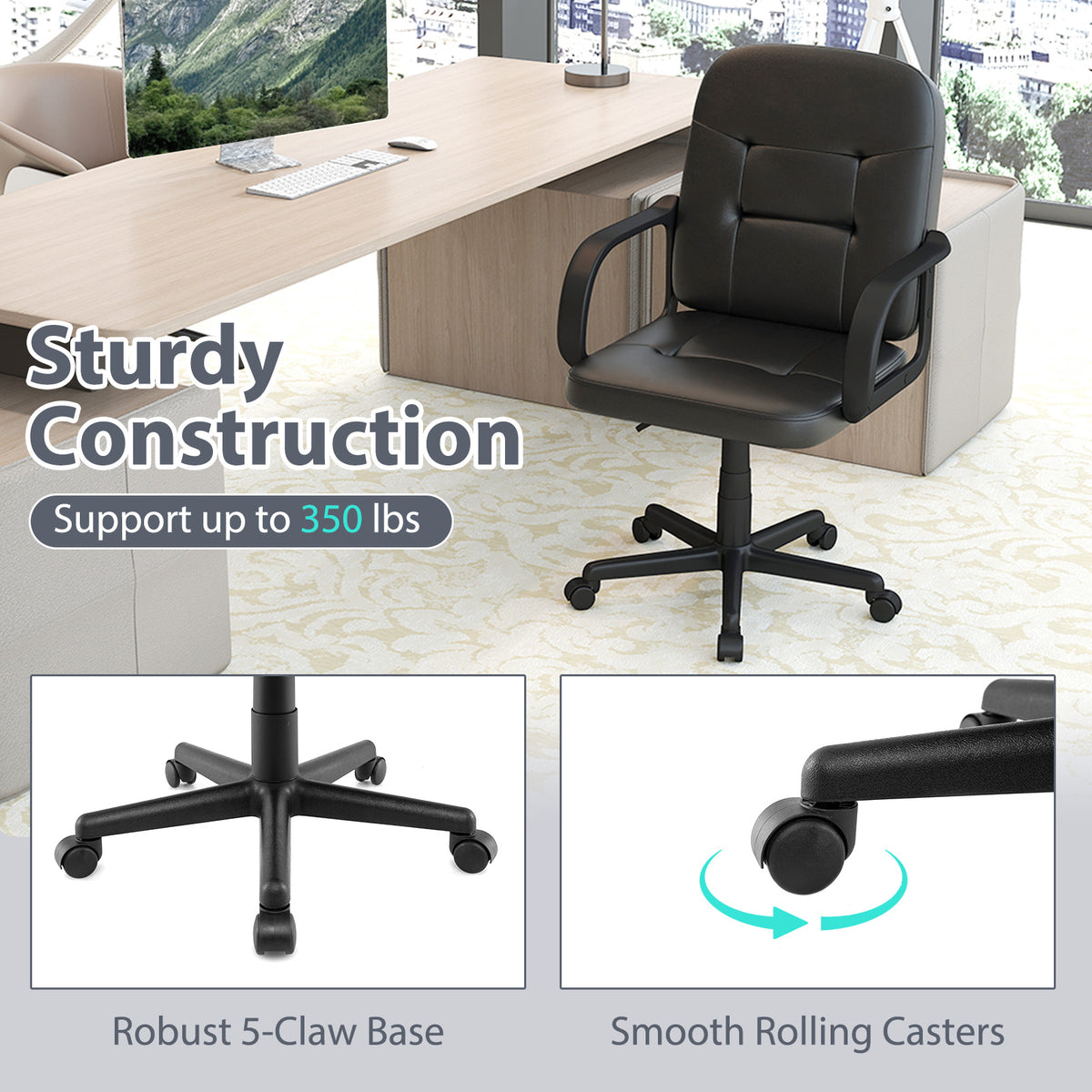 Ergonomic Office Chair with High Back & Chrome Base