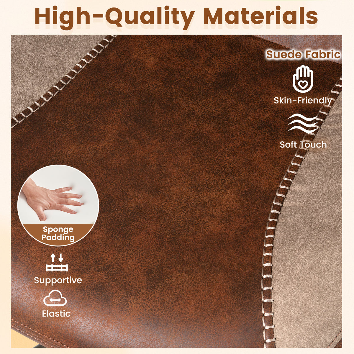 Ergonomic Office Chair with 2D Headrest & Rocking Backrest, Brown