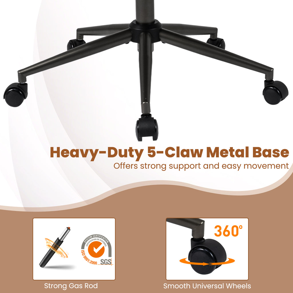 Ergonomic Office Chair with 2D Headrest & Rocking Backrest, Brown