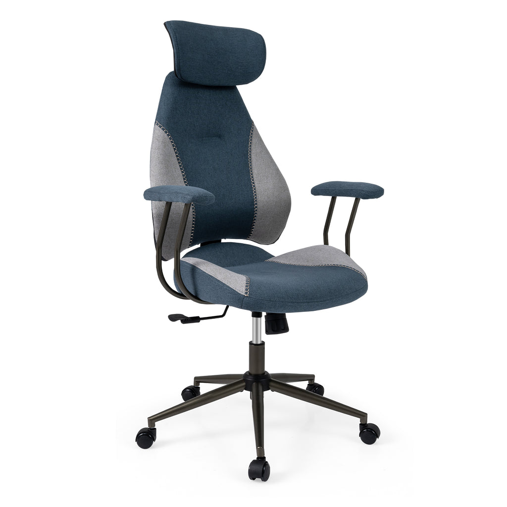 Ergonomic Office Chair with 2D Headrest - Gray Suede