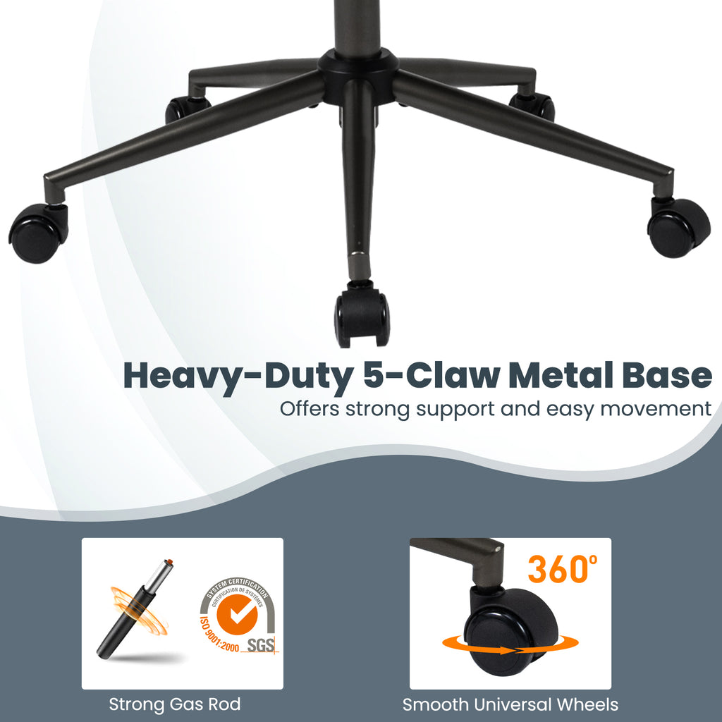 Ergonomic Office Chair with 2D Headrest - Gray Suede