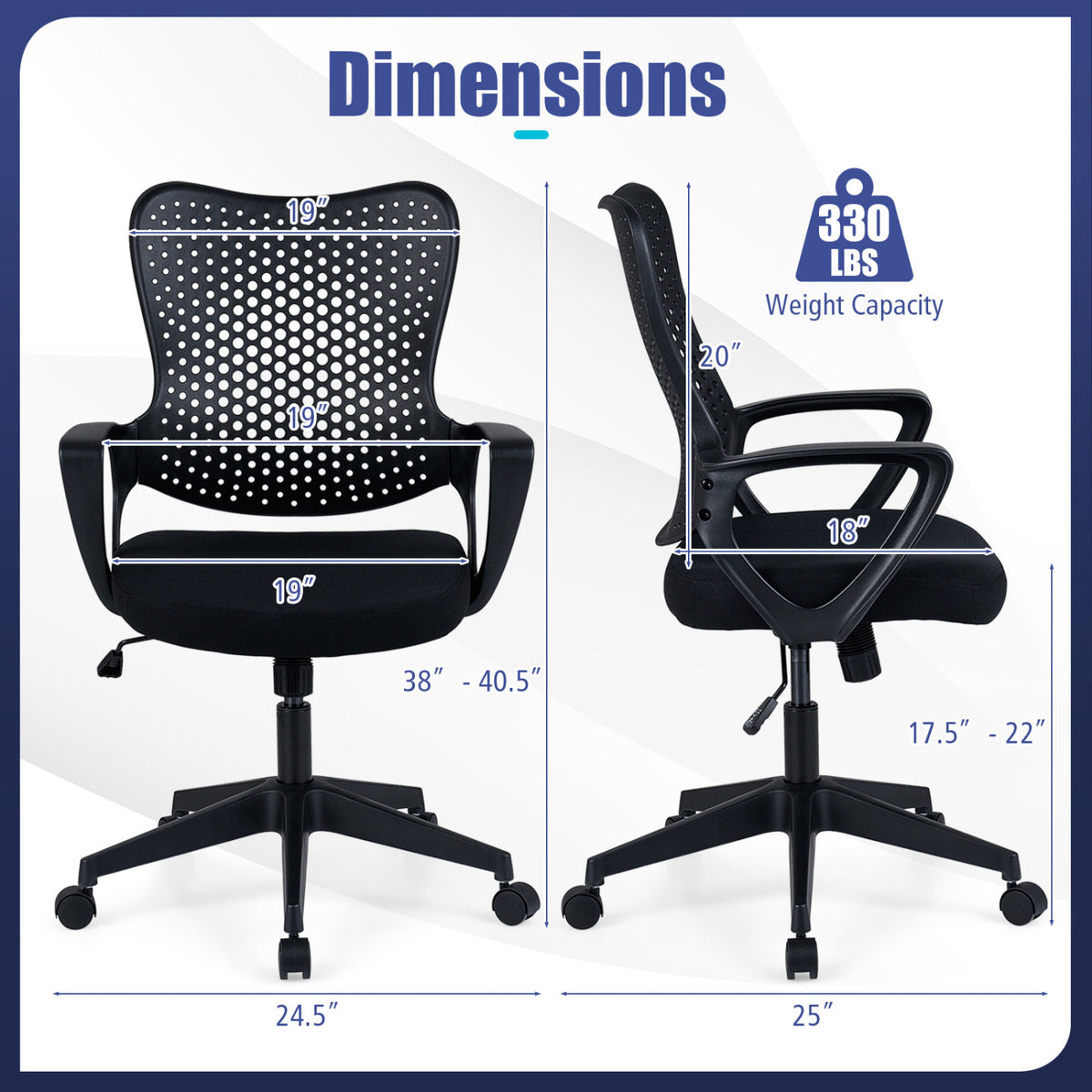 Ergonomic Office Chair Height Adjustable Computer Desk with