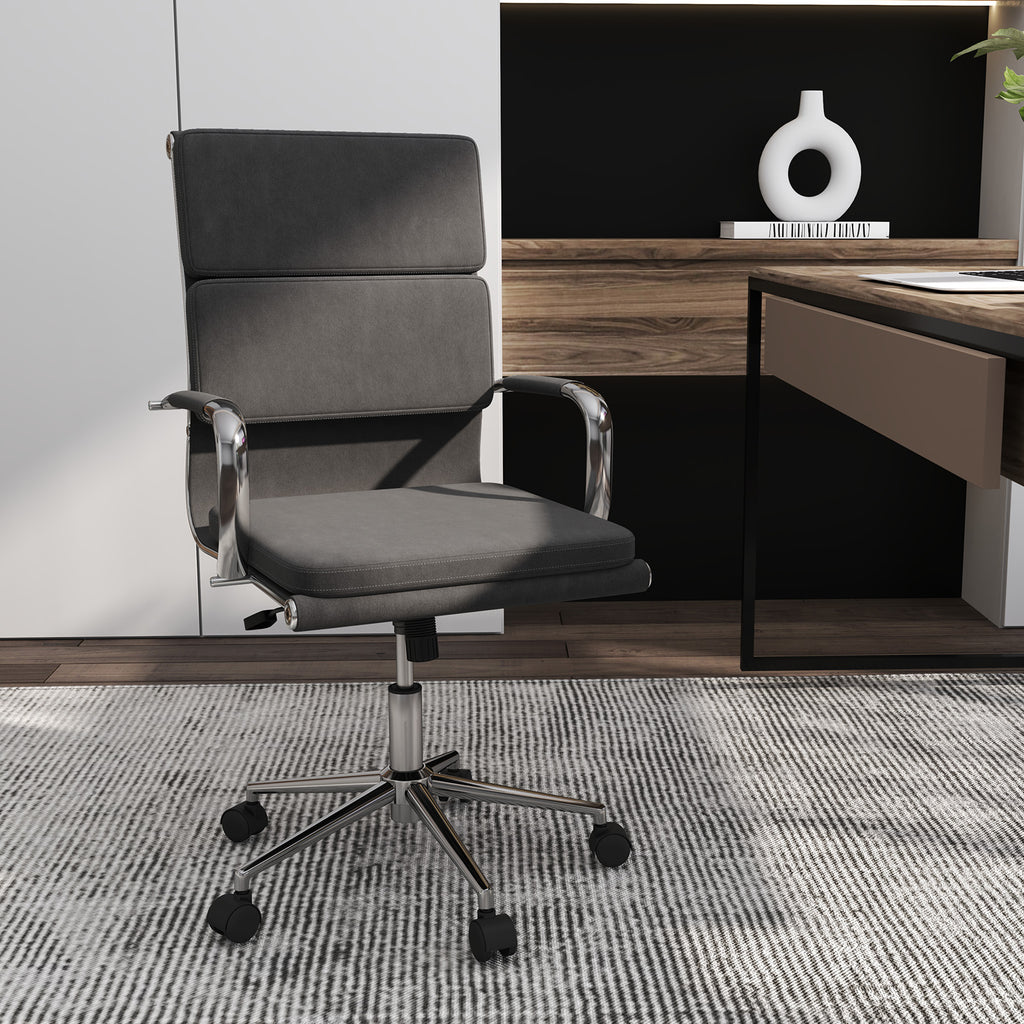 Ergonomic Office Chair with Rocking Backrest, Gray Leathaire