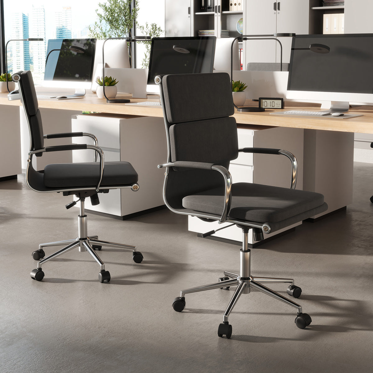 Ergonomic Office Chair with Rocking Backrest, Gray Leathaire