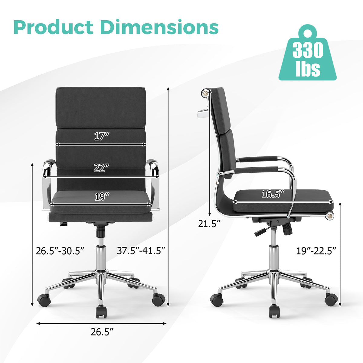 Ergonomic Office Chair with Rocking Backrest, Gray Leathaire