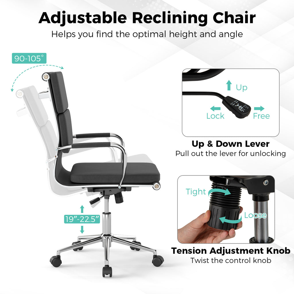 Ergonomic Office Chair with Rocking Backrest, Gray Leathaire