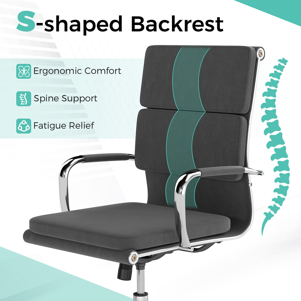 Ergonomic Office Chair with Rocking Backrest, Gray Leathaire