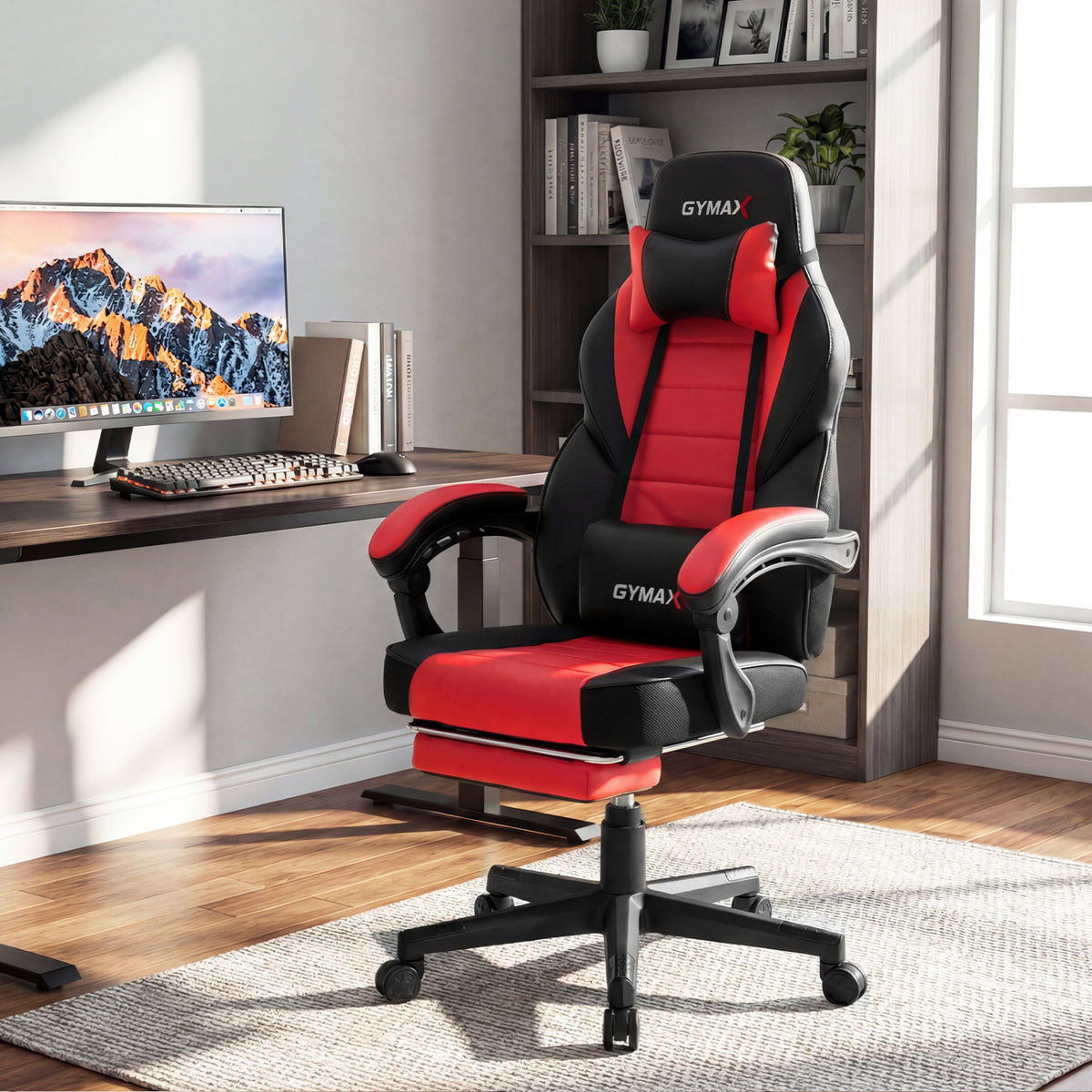 Ergonomic Gaming Chair with Headrest, Red - Style G