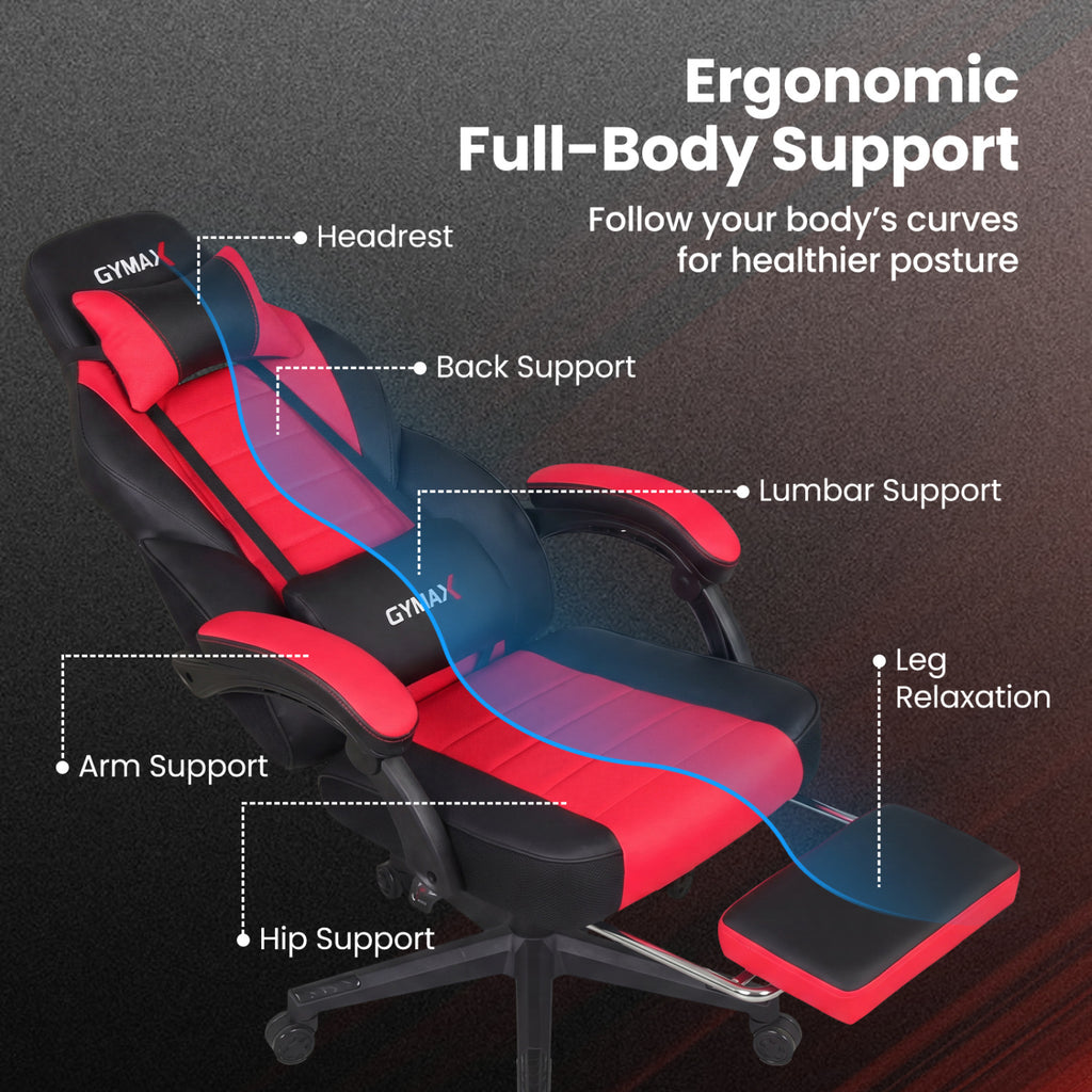 Ergonomic Gaming Chair with Headrest, Red - Style G
