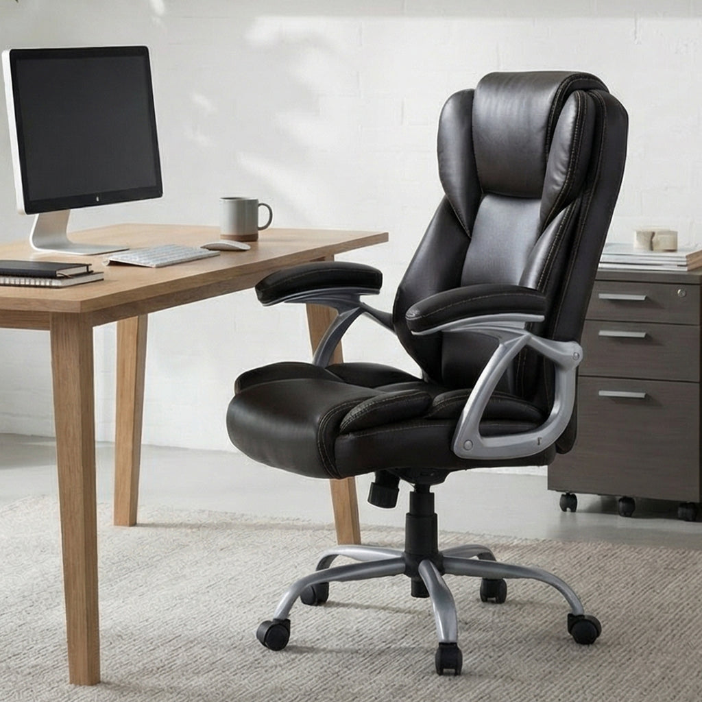 Executive Office Chair Ergonomic Leather - Brown