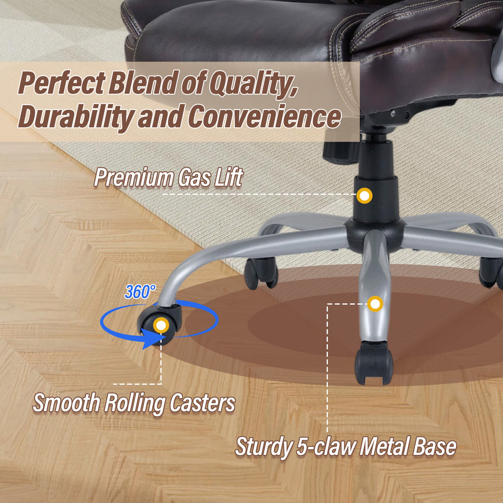 Executive Office Chair Ergonomic Leather - Brown