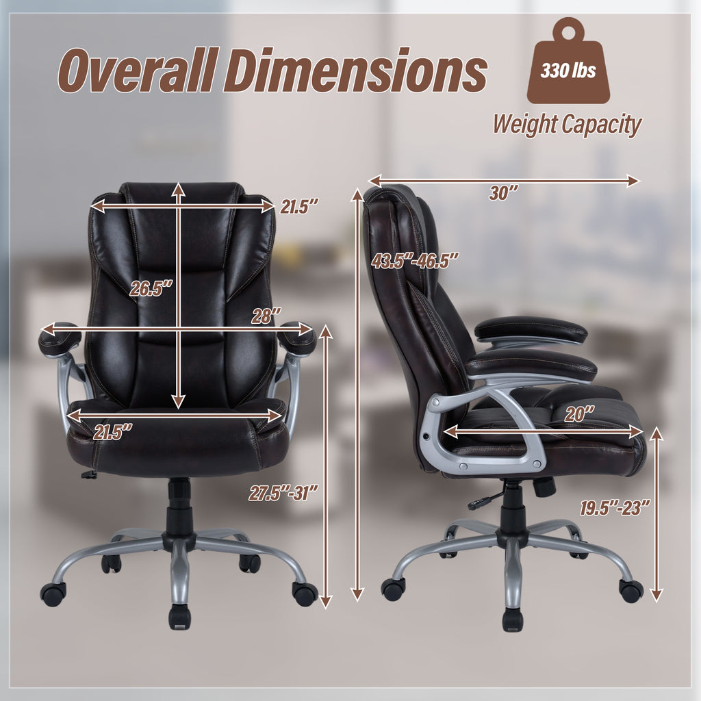 Executive Office Chair Ergonomic Leather - Brown