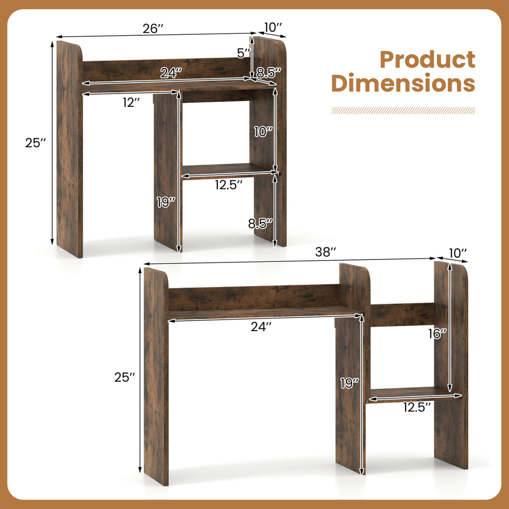 Expandable Desk Bookshelf with Open Cubes and Desktop Display Rack