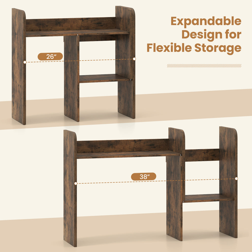 Expandable Desk Bookshelf with Open Cubes and Desktop Display Rack