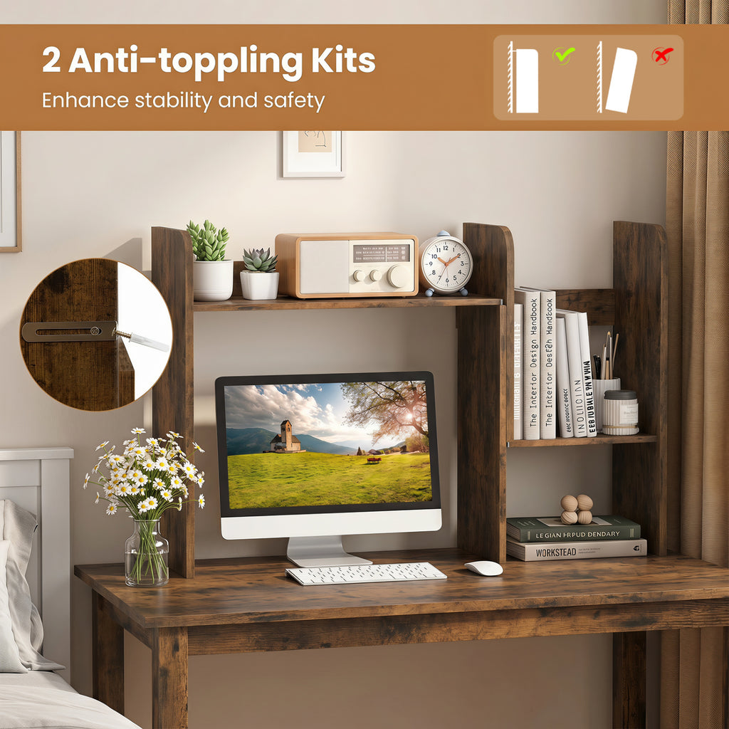 Expandable Desk Bookshelf with Open Cubes and Desktop Display Rack
