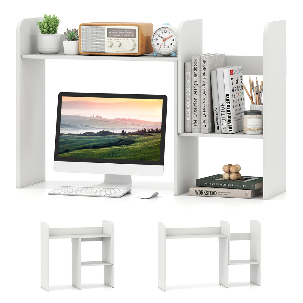 Expandable Desk Bookshelf with Open Cubes and Desktop Display Rack