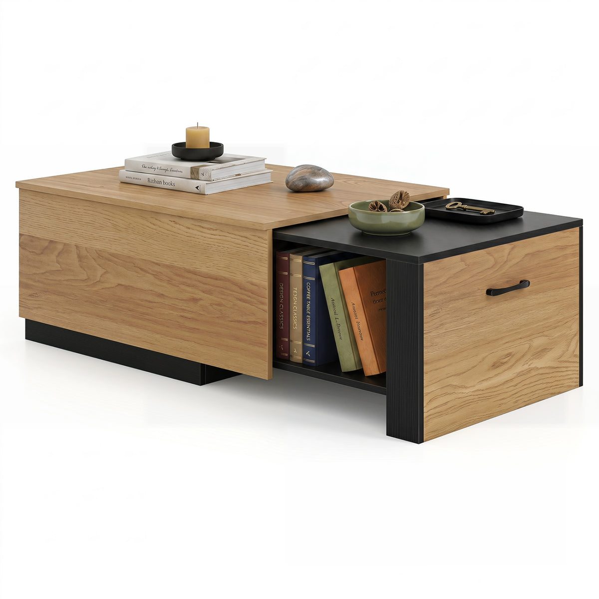 Extendable Coffee Table with Hidden Storage – Natural