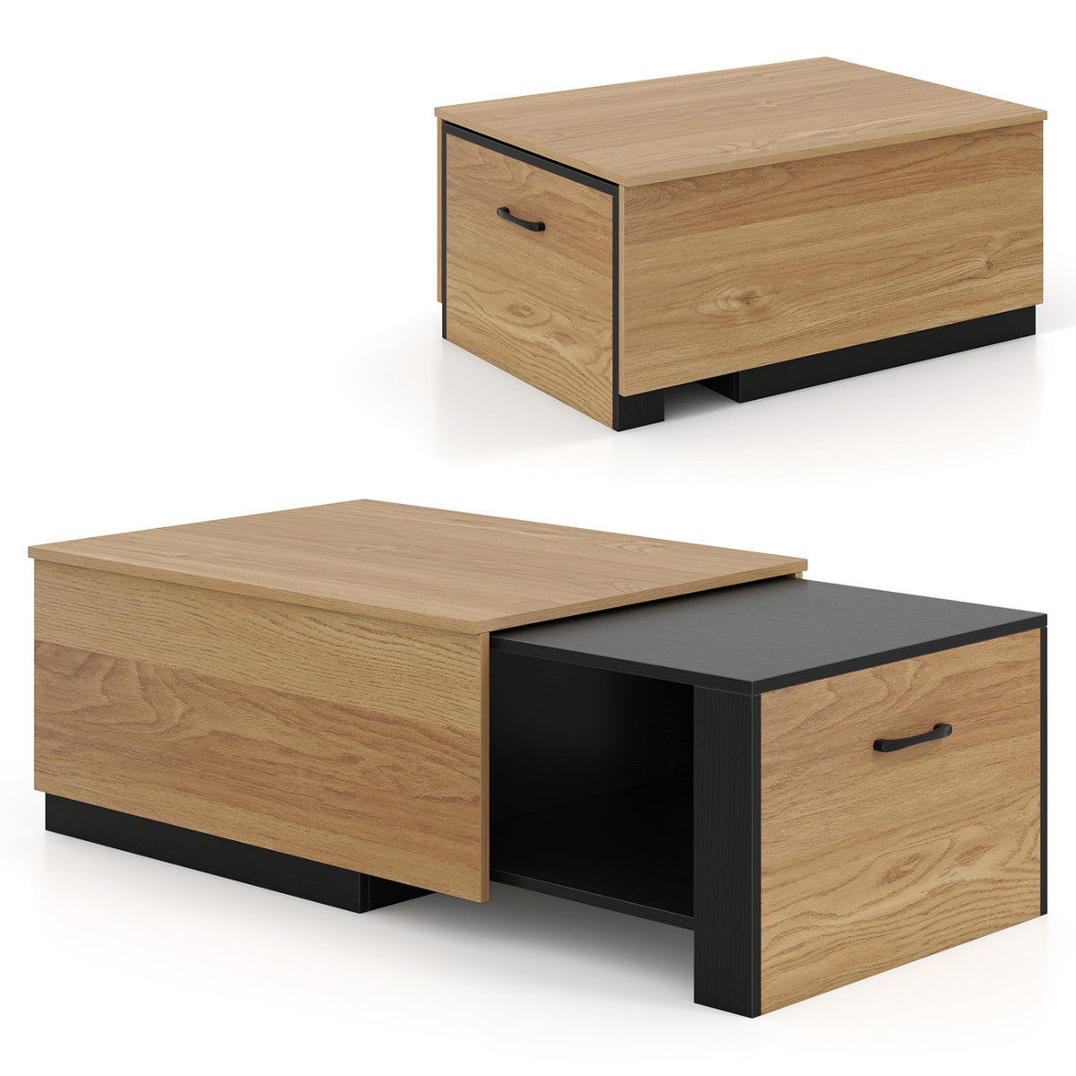Extendable Coffee Table with Hidden Storage – Natural