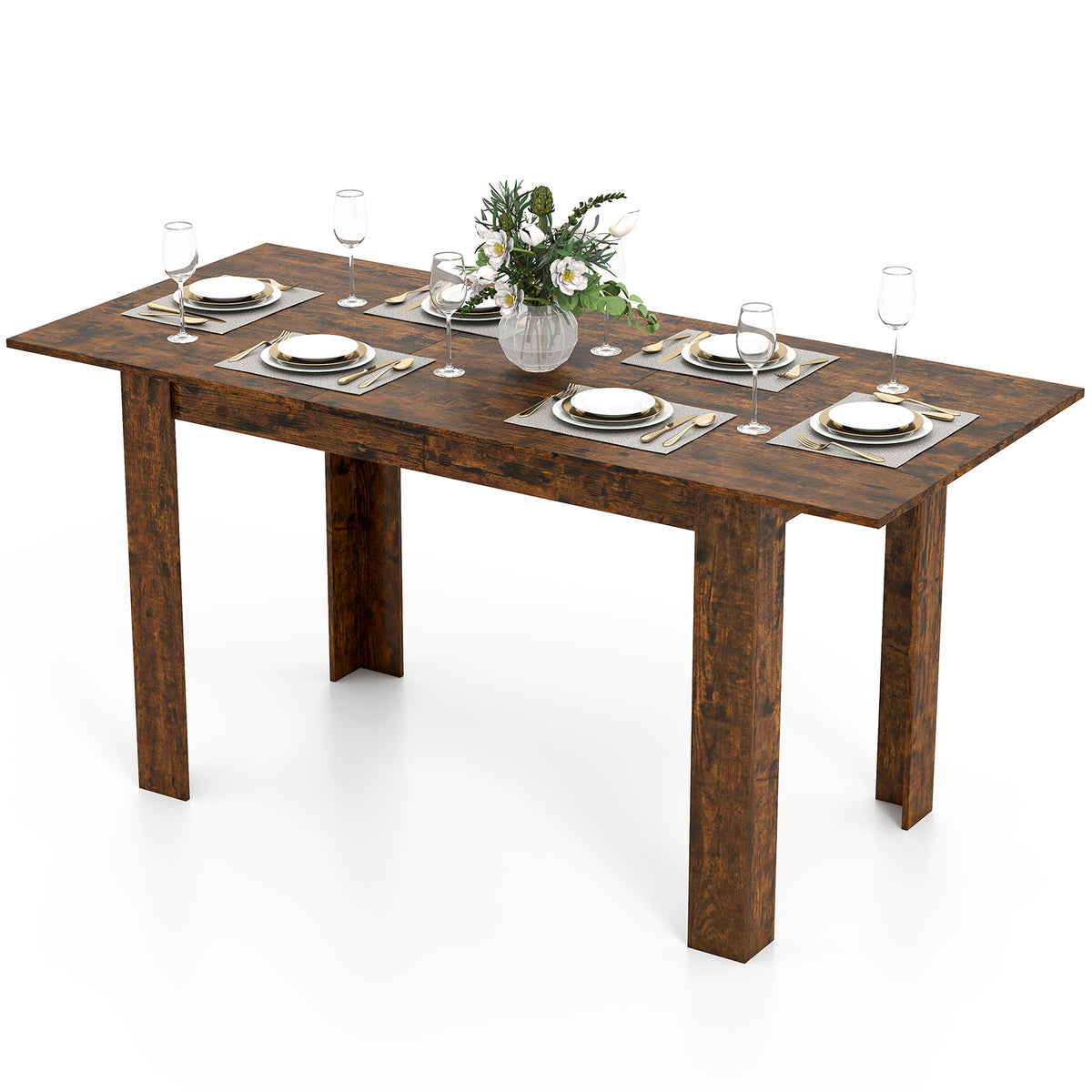 Extendable Dining Table 47"-62" Rustic Brown