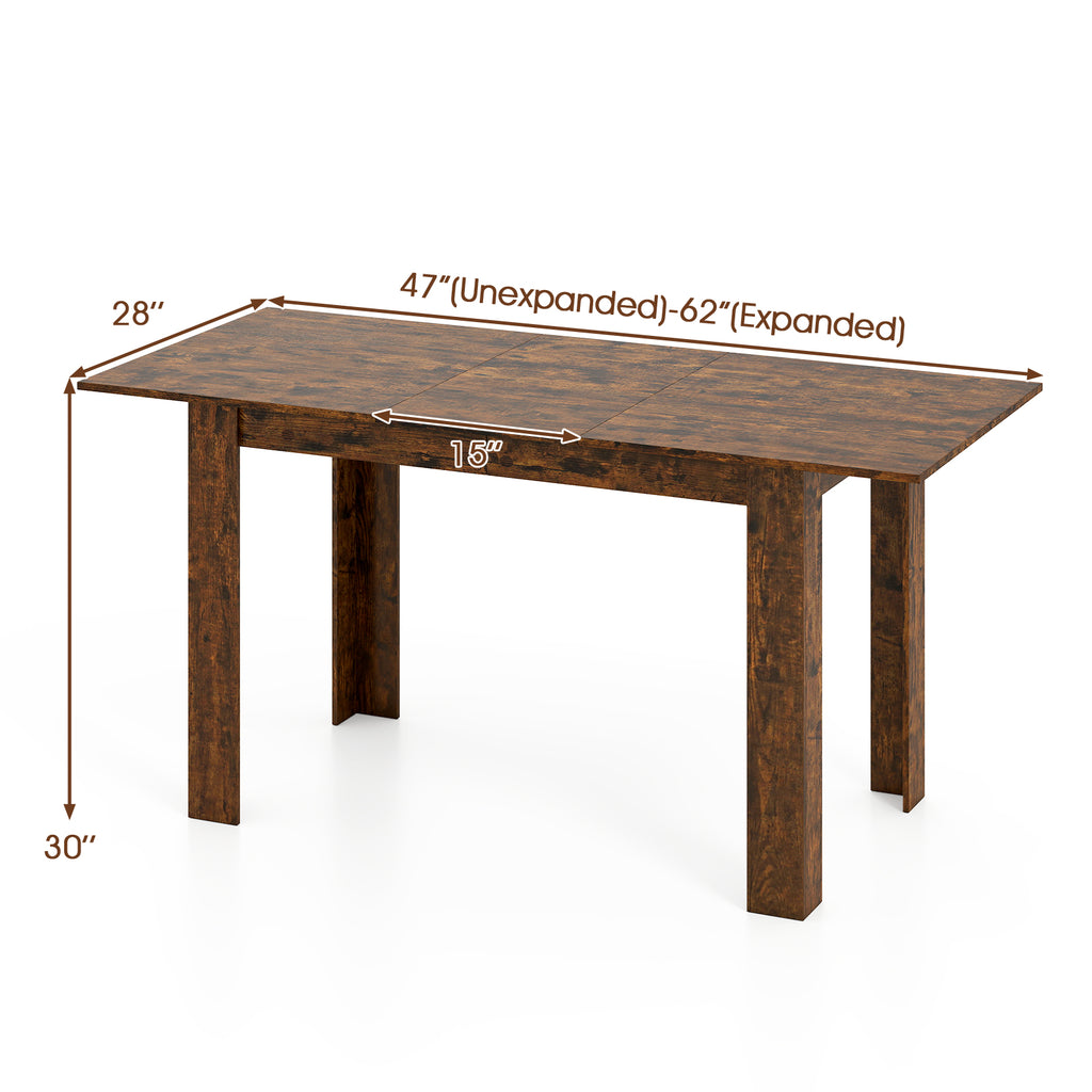 Extendable Dining Table 47"-62" Rustic Brown