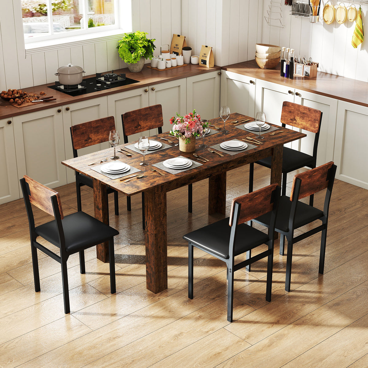 Extendable Dining Table 47"-62" Rustic Brown