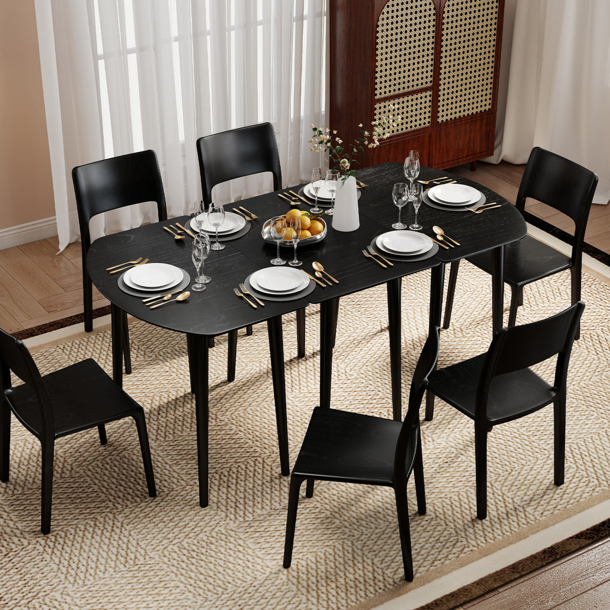 3-Piece Extendable Dining Table Set, Walnut