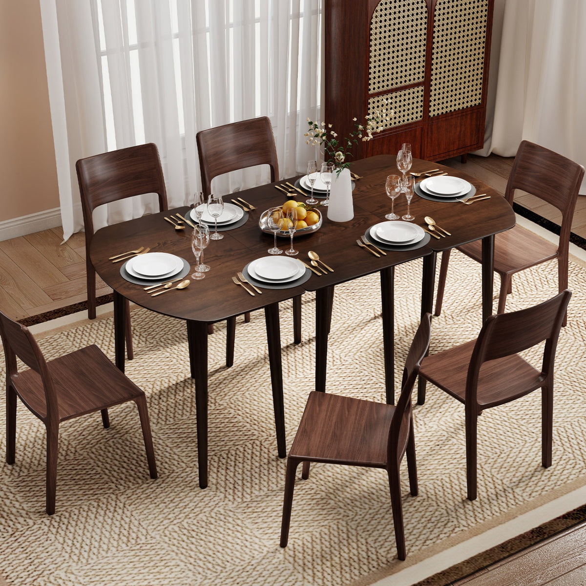 3-Piece Extendable Dining Table Set, Walnut