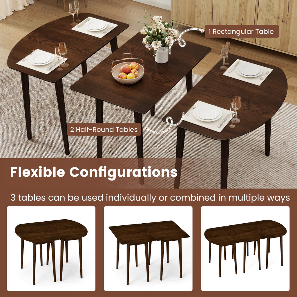 3-Piece Extendable Dining Table Set, Walnut
