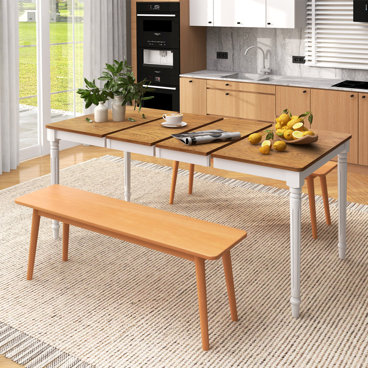 Extendable Dining Table for 4-8 People, White