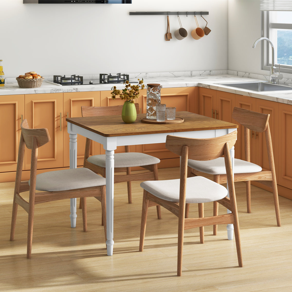 Extendable Dining Table for 4-8 People, White