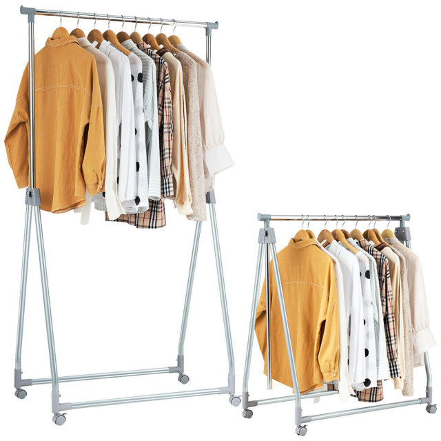 Bamboo Clothes Rack with Hanging Rod Rattan Shelf and Copper Hooks