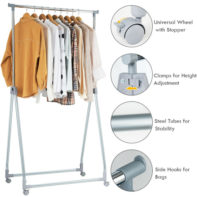 Extendable Foldable Garment Rack with Hanging Rod