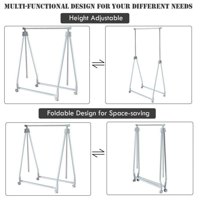 Extendable Foldable Garment Rack with Hanging Rod