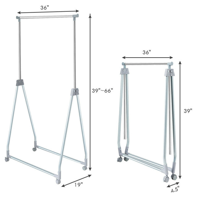 Extendable Foldable Garment Rack with Hanging Rod