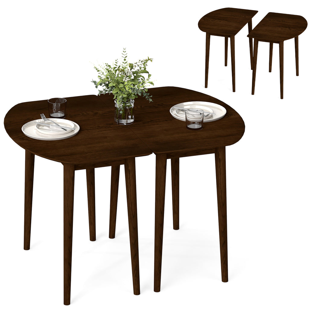 Extendable Oval Dining Table Set for 4-6 People - Walnut