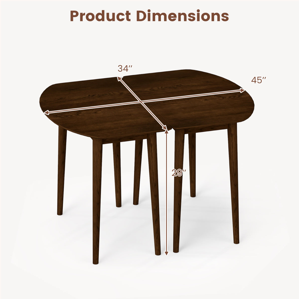 Extendable Oval Dining Table Set for 4-6 People - Walnut