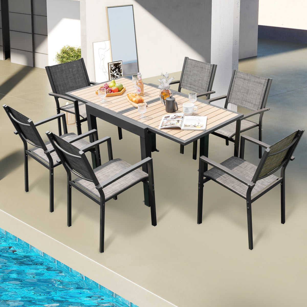 Extendable Patio Dining Table 31.5"-63", Natural