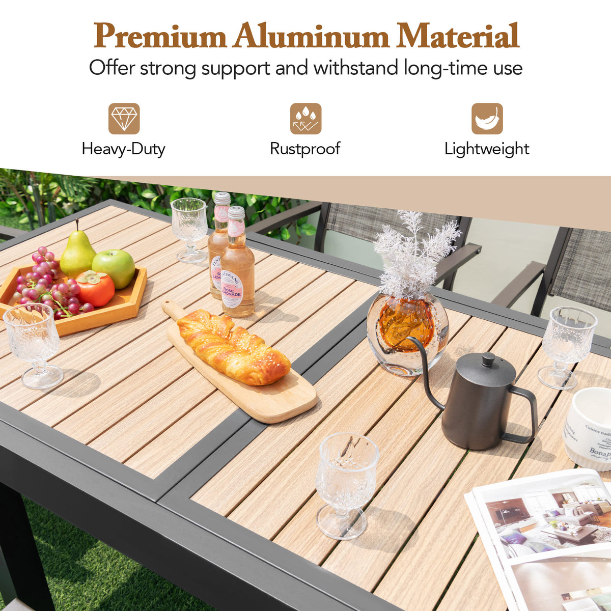 Extendable Patio Dining Table 31.5"-63", Natural