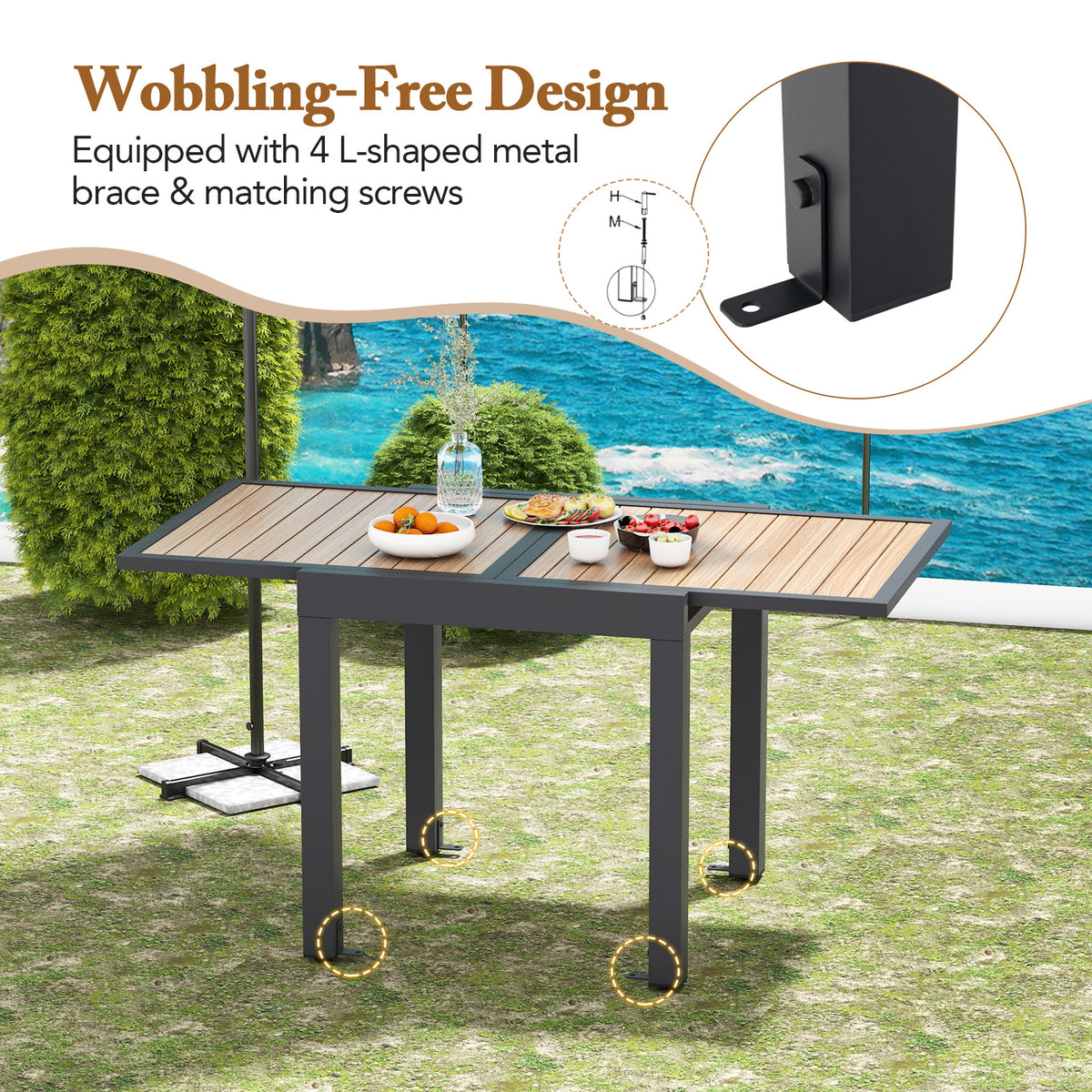 Extendable Patio Dining Table 31.5"-63", Natural