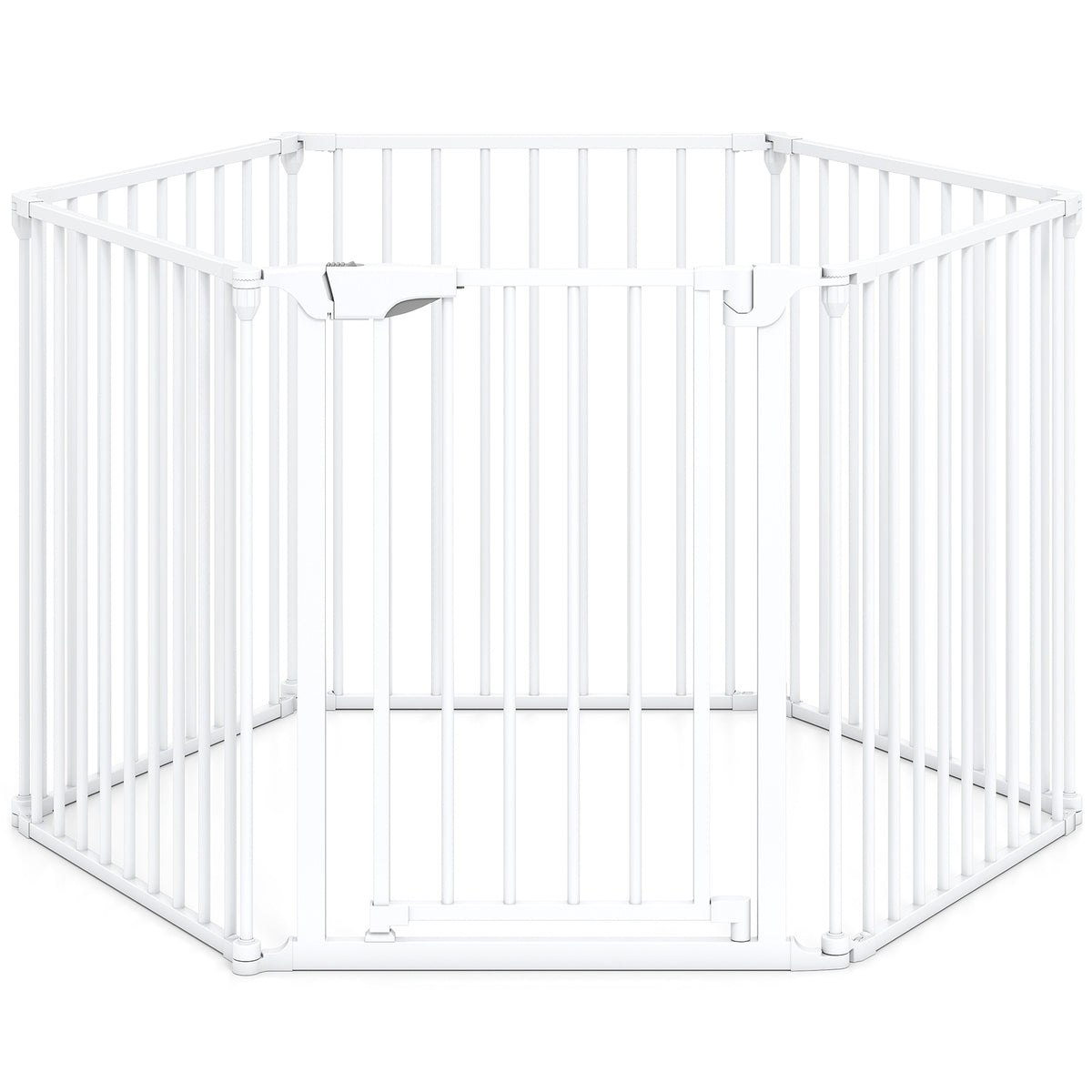Extra Wide 6-Panel Baby Gate with Locking Door - White, Fits 34.5-154" Openings