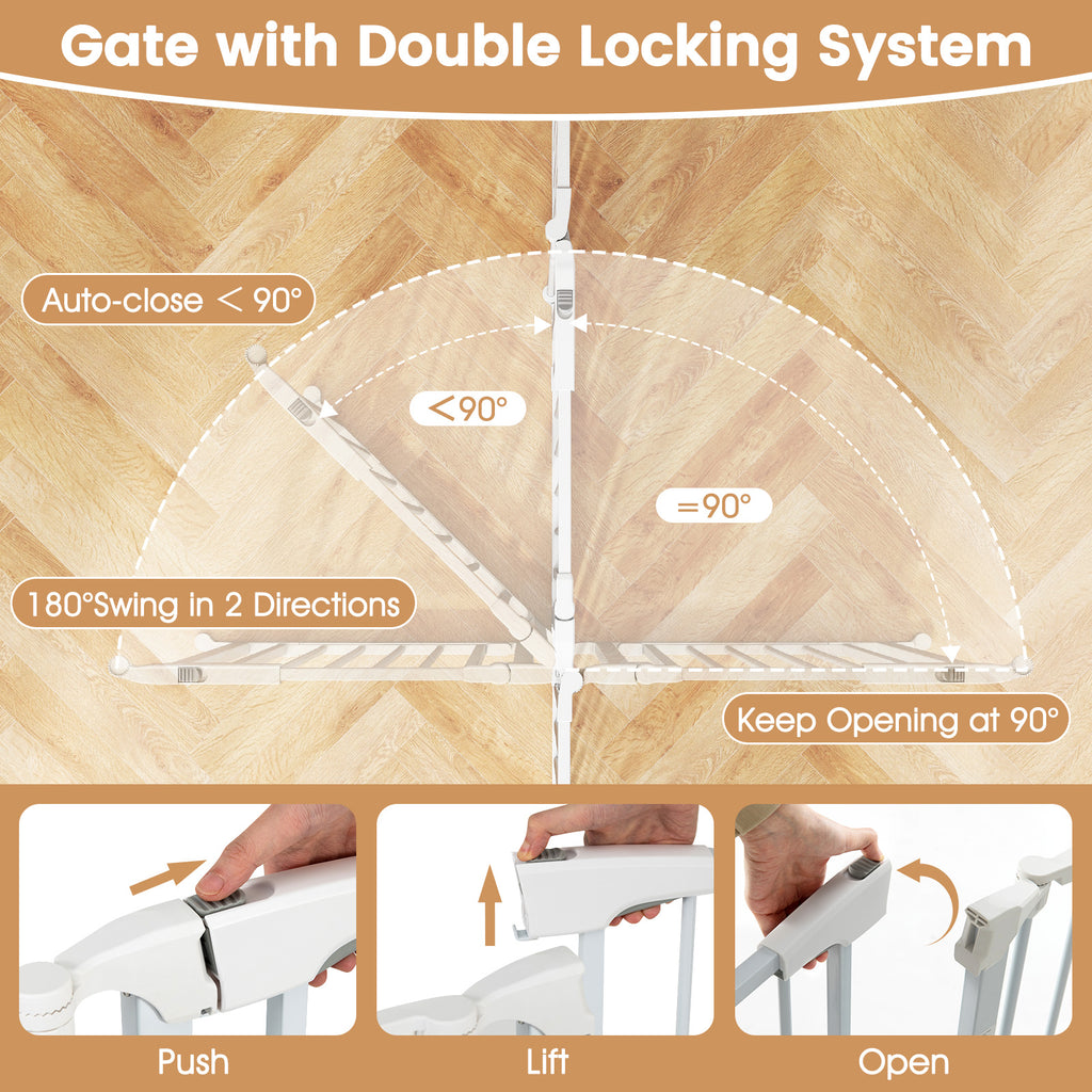 Extra Wide 6-Panel Baby Gate with Locking Door - White, Fits 34.5-154" Openings