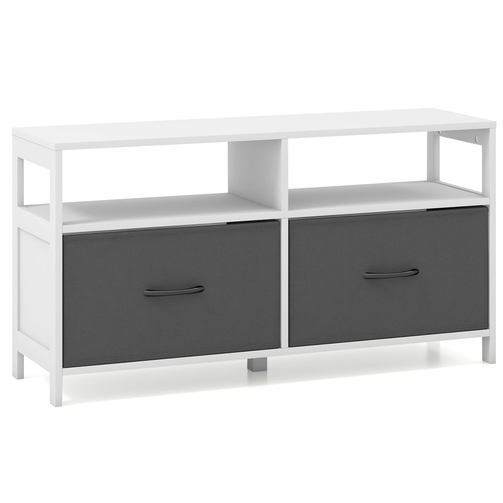 Fabric Chest of Drawers with 2 Drawers & 2 Open Shelves - White