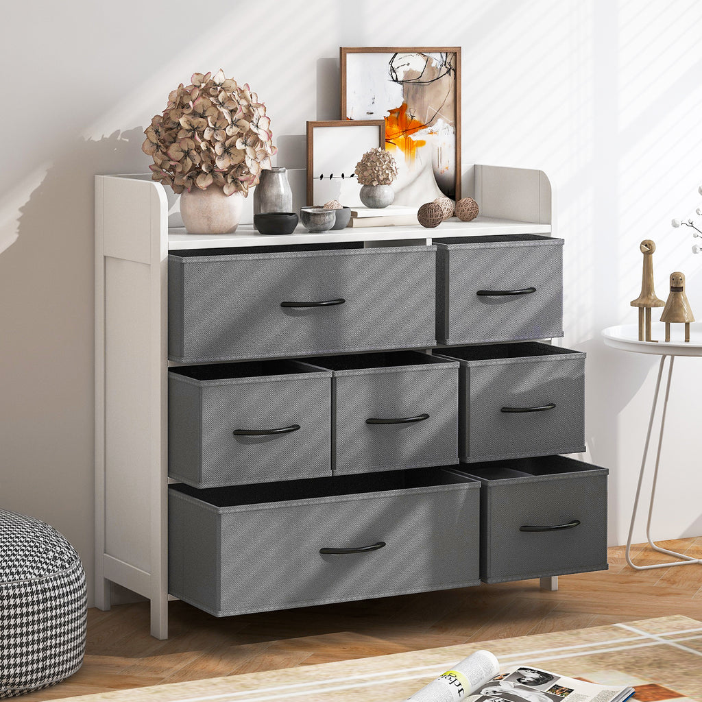 7-Drawer Fabric Dresser for Bedroom, White