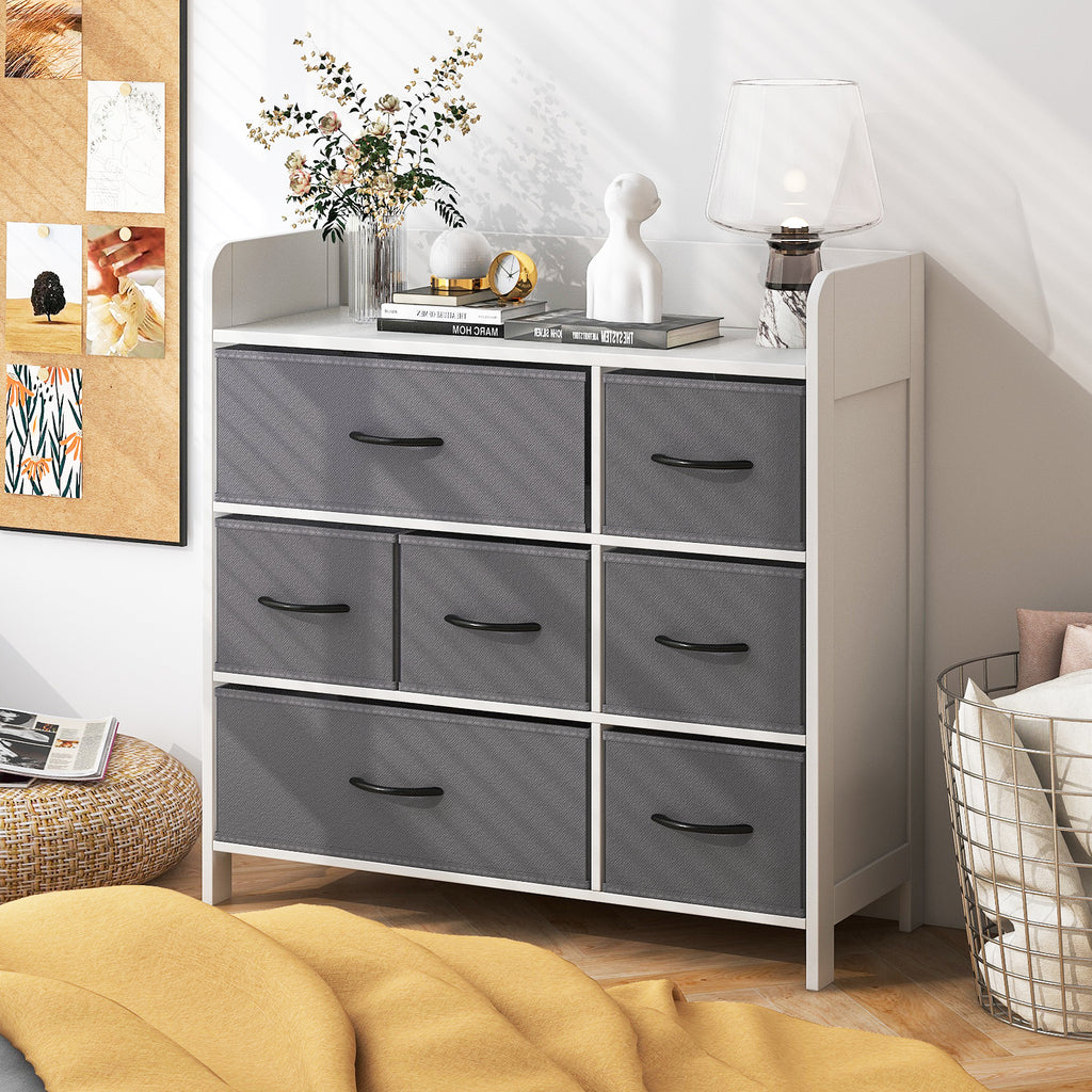 7-Drawer Fabric Dresser - White