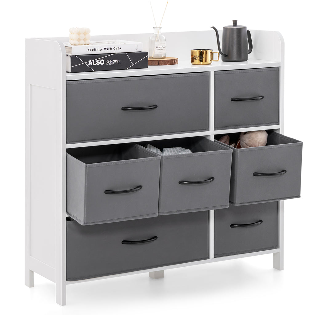 Fabric Chest of Drawers with 2 Drawers & 2 Shelves – White