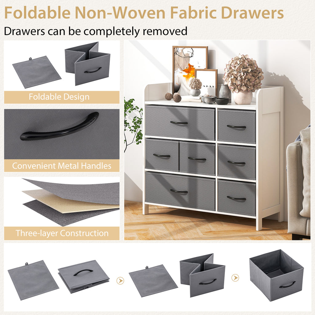 7-Drawer Fabric Dresser - White