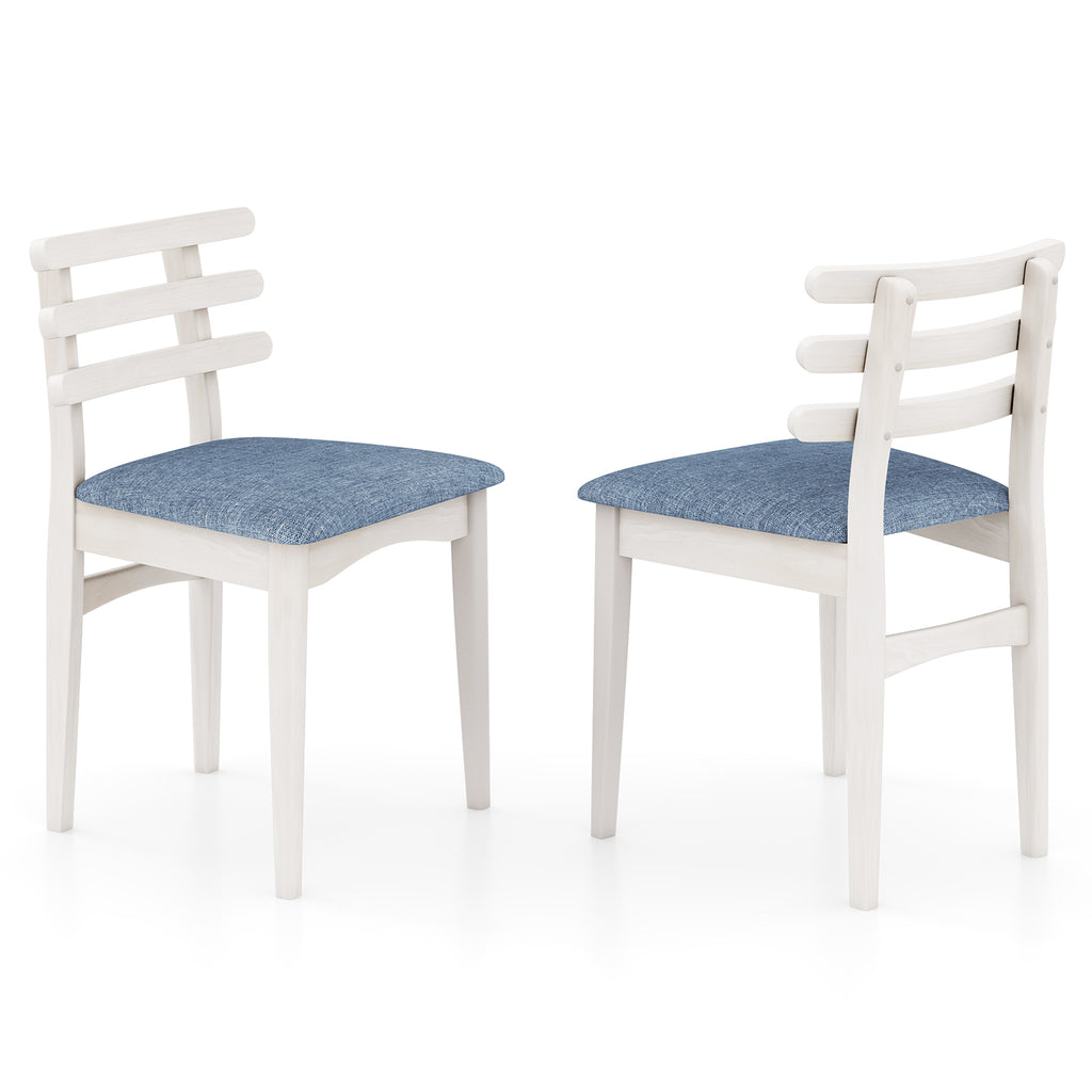 Fabric Kitchen Dining Chair with Padded Seat, White